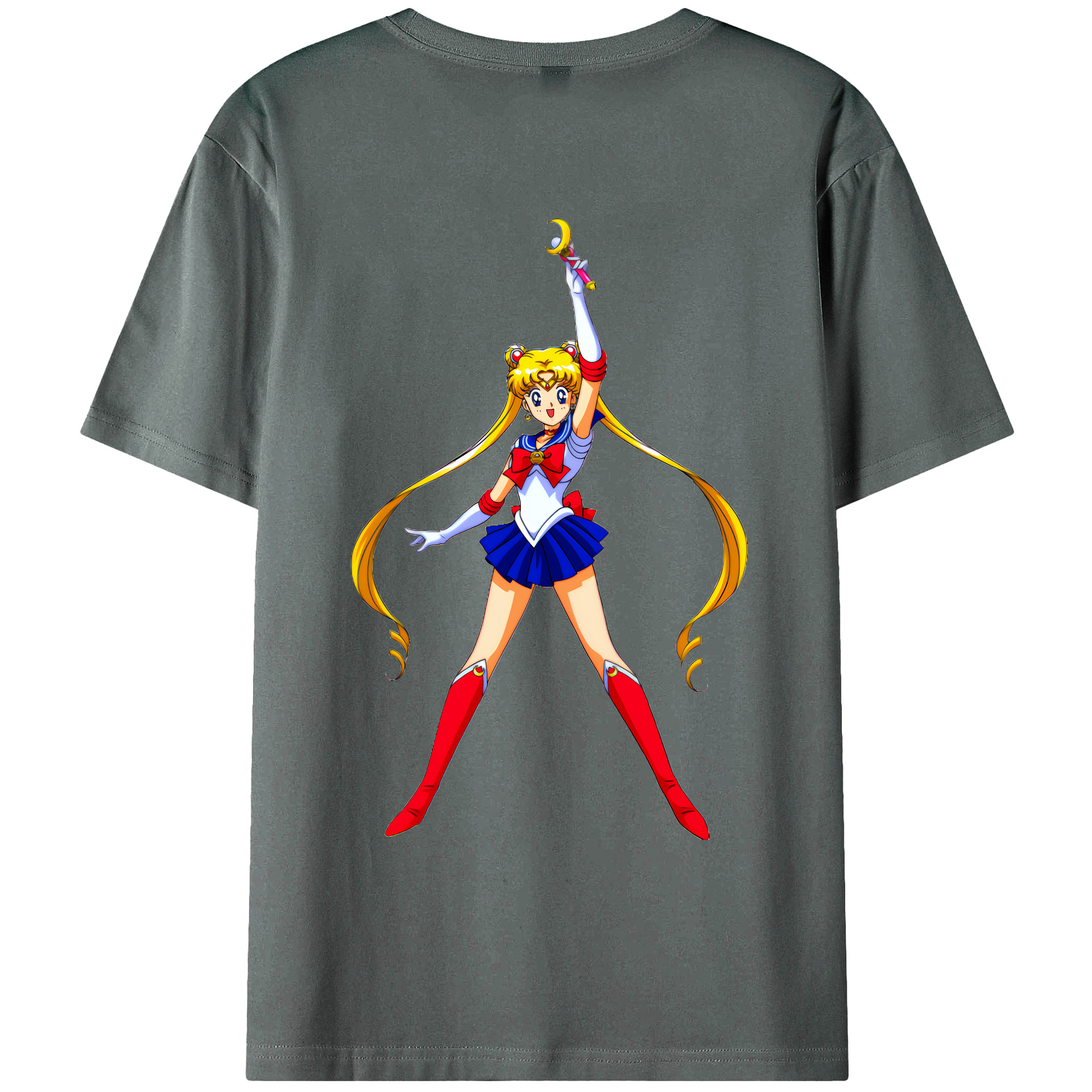 （画像用） 美少女戦士セーラームーン 月野 うさぎ つきの うさぎ Sailor Moon Tsukino Usagi 綿100％ メンズ半袖Tシャツ（バックプリント） 通気性